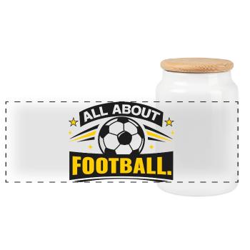 All_about_football - Boîte à biscuits avec couvercle en bois - blanc - Devant