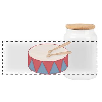 Cartoon Drum with Triangle Decor - Panoramic Cookie Jar with Wooden Lid - white - Front