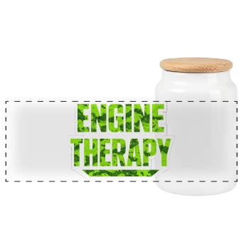 Engine Therapy – Schrauber Spruch Auto Tuning Werk - Panoramic Cookie Jar with Wooden Lid - white - Front