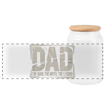 Dad The Man The Myth The Legend Shirt - Panorama Keksdose mit Holzdeckel - Weiß - Vorne