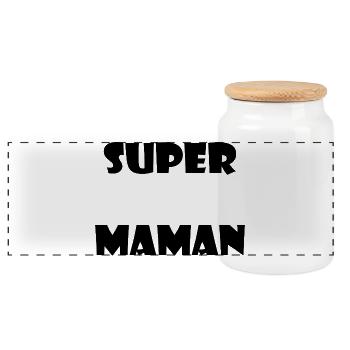 SUPER MOM. MAMMA. MOTHER'S DAY. HEART. PARTY - Panoramic Cookie Jar with Wooden Lid - white - Front