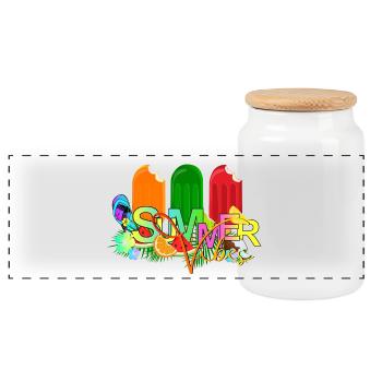 Summer Vibes  - Panorama Keksdose mit Holzdeckel - Weiß - Vorne
