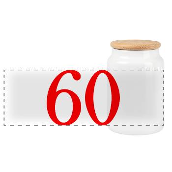 60. 60 YEARS. 60th ANNIVERSARY. 60TH BIRTHDAY. - Panoramic Cookie Jar with Wooden Lid - white - Front