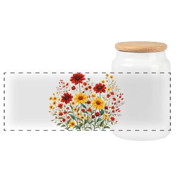 Vintage Blumen-Frauen-Wildblumen-Gartengarten - Panorama Keksdose mit Holzdeckel - Weiß - Vorne