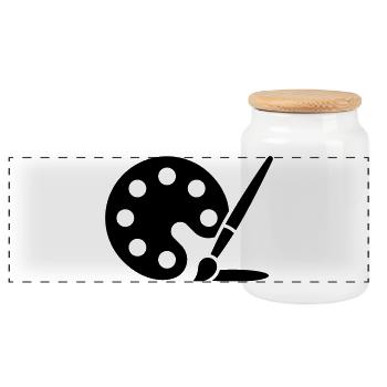 Painting, Color Palette, Brush, Art Icon - Panoramic Cookie Jar with Wooden Lid - white - Front
