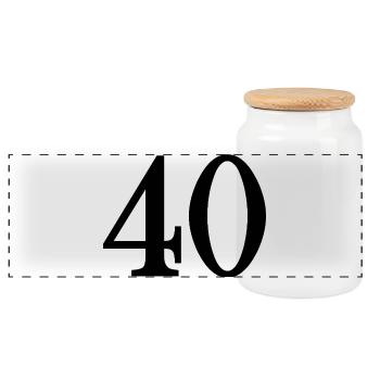 40. 40 YEARS. 40th ANNIVERSARY. 40 YEARS ANNIVERSARY. - Panoramic Cookie Jar with Wooden Lid - white - Front