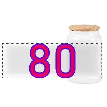 80. 80 ANS. 80e ANNIVERSAIRE. ANNIVERSAIRE 80 ANS. - Boîte à biscuits avec couvercle en bois - blanc - Devant