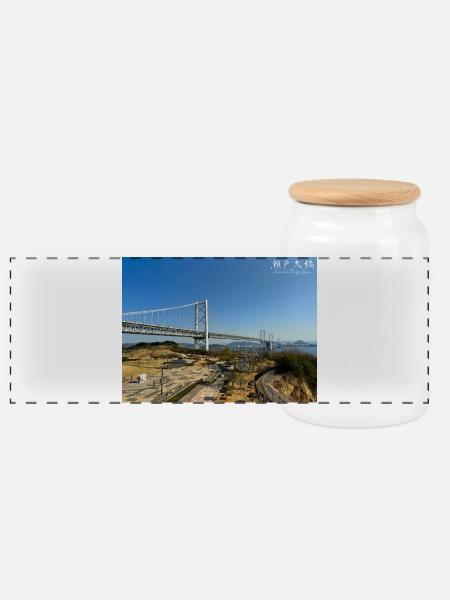 Große Seto-Brücke - Panorama Keksdose mit Holzdeckel - Weiß