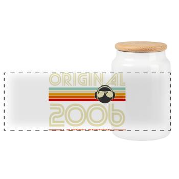 Retro 2006 Limited Edition - Panoramic Cookie Jar with Wooden Lid - white - Front