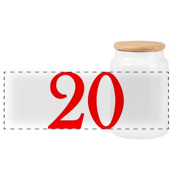 20. 20th ANNIVERSARY. 20 YEARS ANNIVERSARY. 20 YEARS. - Panoramic Cookie Jar with Wooden Lid - white - Front