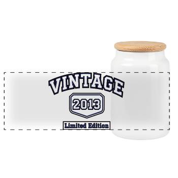 Édition limitée Vintage 2013 College Style - Boîte à biscuits avec couvercle en bois - blanc - Devant