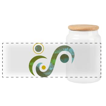 Yoga design_4 - Panoramic Cookie Jar with Wooden Lid - white - Front