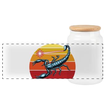Retro Scorpio Zodiac for Scorpio Lovers - Panoramic Cookie Jar with Wooden Lid - white - Front