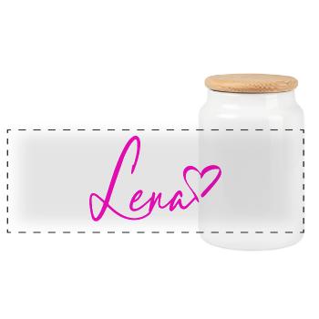 Lena Signature Neon Pink - Panoramic Cookie Jar with Wooden Lid - white - Front
