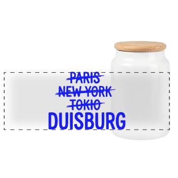Duisburg, Ruhrpott, Ruhrgebiet City Hoodie, Tasse - Panorama Keksdose mit Holzdeckel - Weiß - Vorne