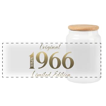 Cadeau du 60e anniversaire Mari Original avril 1966 - Boîte à biscuits avec couvercle en bois - blanc - Devant