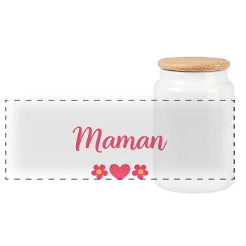 Joyeux anniversaire Maman rose - Boîte à biscuits avec couvercle en bois - blanc - Devant