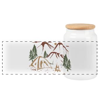 Backcountry Camp Night Sketch - Panorama Keksdose mit Holzdeckel - Weiß - Vorne
