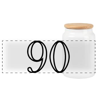 90. 90 JAHRE. 90-JÄHRIGES JUBILÄUM. 90-JÄHRIGES JUBILÄUM. - Panorama Keksdose mit Holzdeckel - Weiß - Vorne