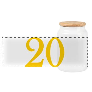 20. 20th ANNIVERSARY. 20 YEARS ANNIVERSARY. 20 YEARS. - Panoramic Cookie Jar with Wooden Lid - white - Front
