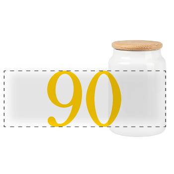 90. 90 YEARS. 90th ANNIVERSARY. 90 YEARS ANNIVERSARY. - Panoramic Cookie Jar with Wooden Lid - white - Front