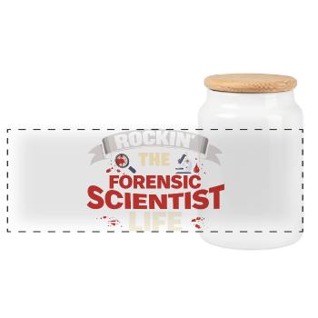 Rockin The Forensic Scientist Life Everyday Life - Panoramic Cookie Jar with Wooden Lid - white - Front