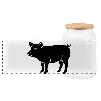 pig - Panoramic Cookie Jar with Wooden Lid - white - Front