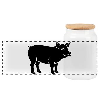 pig - Panoramic Cookie Jar with Wooden Lid - white - Front