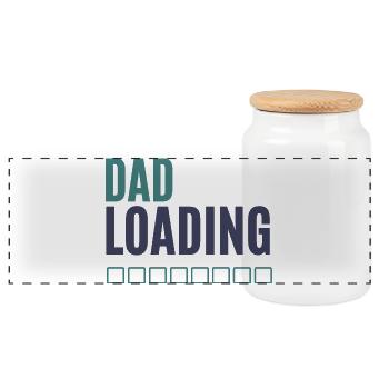 Dad Loading Progress Bar - Panoramic Cookie Jar with Wooden Lid - white - Front