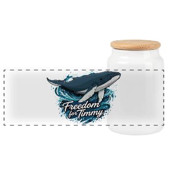Freedom for Timmy – Whale and Waves - Panoramic Cookie Jar with Wooden Lid - white - Front