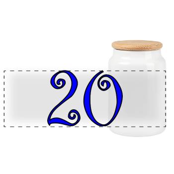20. 20th ANNIVERSARY. 20 YEARS ANNIVERSARY. 20 YEARS. - Panoramic Cookie Jar with Wooden Lid - white - Front