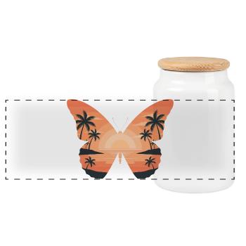 Papillon coucher de soleil sur la plage - Boîte à biscuits avec couvercle en bois - blanc - Devant
