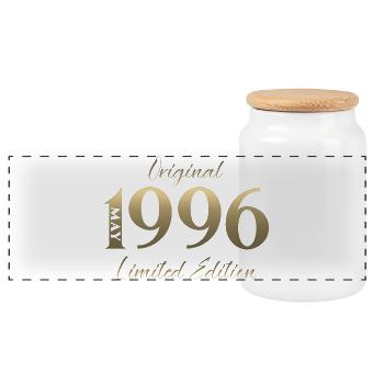 30. Geburtstag Geschenk Mann Original Mai 1996 - Panorama Keksdose mit Holzdeckel - Weiß - Vorne