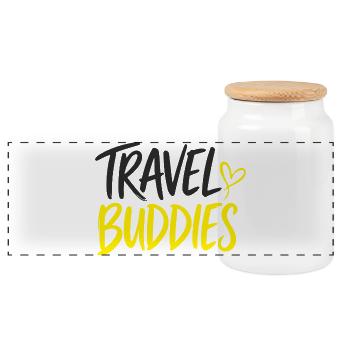 Conception de compagnons de voyage pour compagnons de voyage - Boîte à biscuits avec couvercle en bois - blanc - Devant