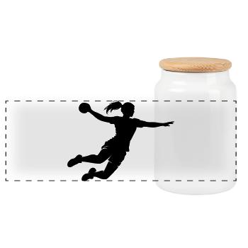 Handball - Panoramic Cookie Jar with Wooden Lid - white - Front