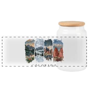 Colorado Urlaub Travel – Rocky Mountains Motiv - Panorama Keksdose mit Holzdeckel - Weiß - Vorne