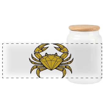 Cancer – Protection & Strength - Panoramic Cookie Jar with Wooden Lid - white - Front