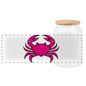 Cancer – Protection & Strength - Panoramic Cookie Jar with Wooden Lid - white - Front