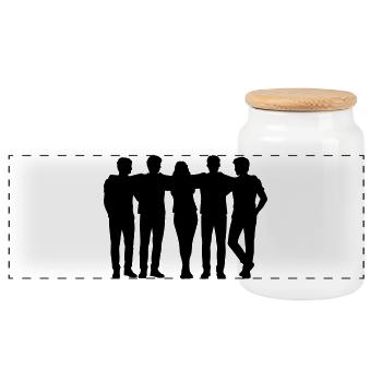 Menschen Gruppe Silhouette Freunde Team Zusammen - Panorama Keksdose mit Holzdeckel - Weiß - Vorne