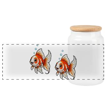 Goldfish Comic - Panoramic Cookie Jar with Wooden Lid - white - Front