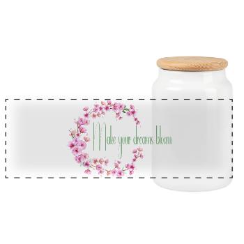 Make your dream bloom - Boîte à biscuits avec couvercle en bois - blanc - Devant