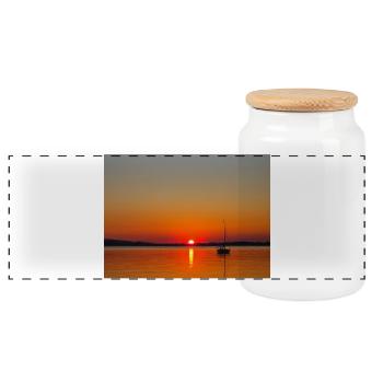 Bayerisches Meer - Panorama Keksdose mit Holzdeckel - Weiß - Vorne