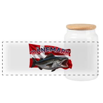 Pêche au charbon de bois au Danemark - Boîte à biscuits avec couvercle en bois - blanc - Devant