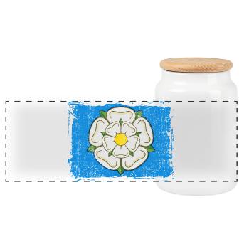 Yorkshire Rose Flag Northern England UK - Panoramic Cookie Jar with Wooden Lid - white - Front