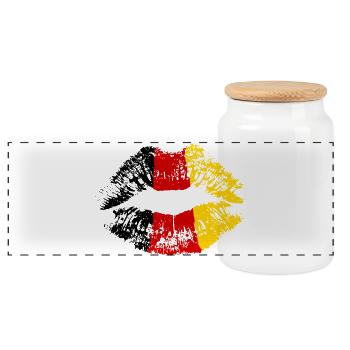 Kussmund Lippenstift Deutschland Farben Fanshirt - Panorama Keksdose mit Holzdeckel - Weiß - Vorne