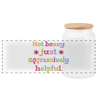 Not determining, just helpful humor - Panoramic Cookie Jar with Wooden Lid - white - Front
