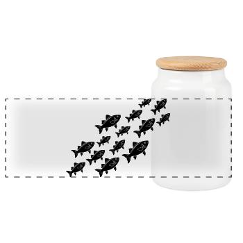 Groupes Nage des poissons - Boîte à biscuits avec couvercle en bois - blanc - Devant
