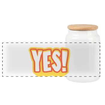 Yes! Knalliges Pop-Yes Design - Panorama Keksdose mit Holzdeckel - Weiß - Vorne