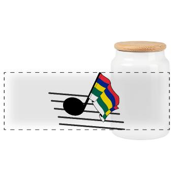 Terschelling Music Flag – Island Vibes - Panoramic Cookie Jar with Wooden Lid - white - Front