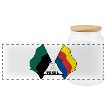 Texel Noord-Holland Pride – Kreuzende Fahnen - Panorama Keksdose mit Holzdeckel - Weiß - Vorne